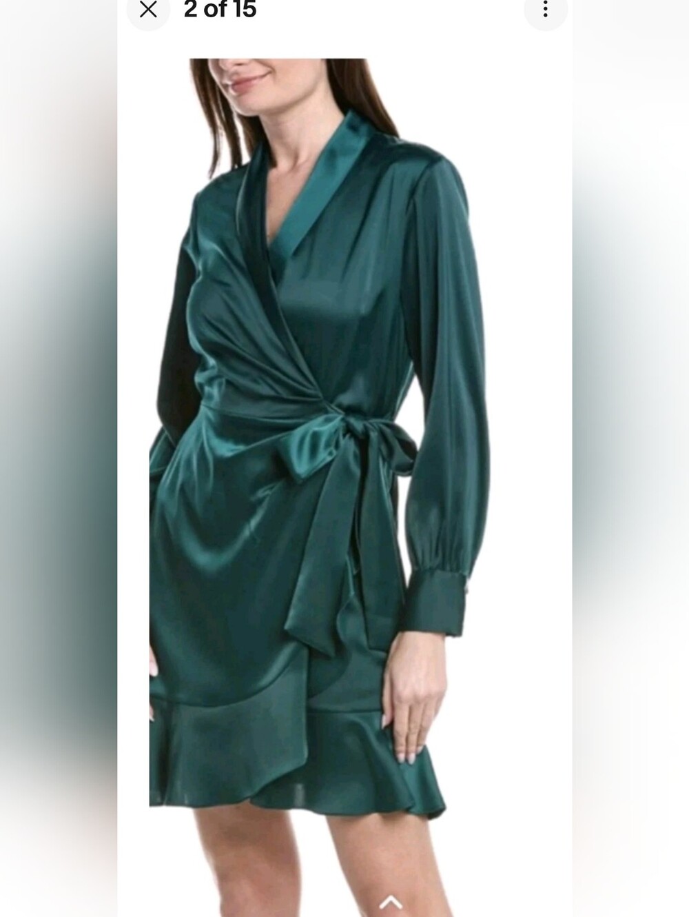 Anne Klein Emerald Green Wrap Dress with Tie Waist